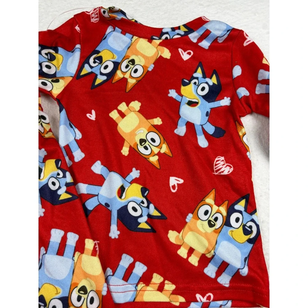 Bluey Bingo Toddler Pajama Set Red Long Sleeve 2 Piece Snug Fit 3T New
